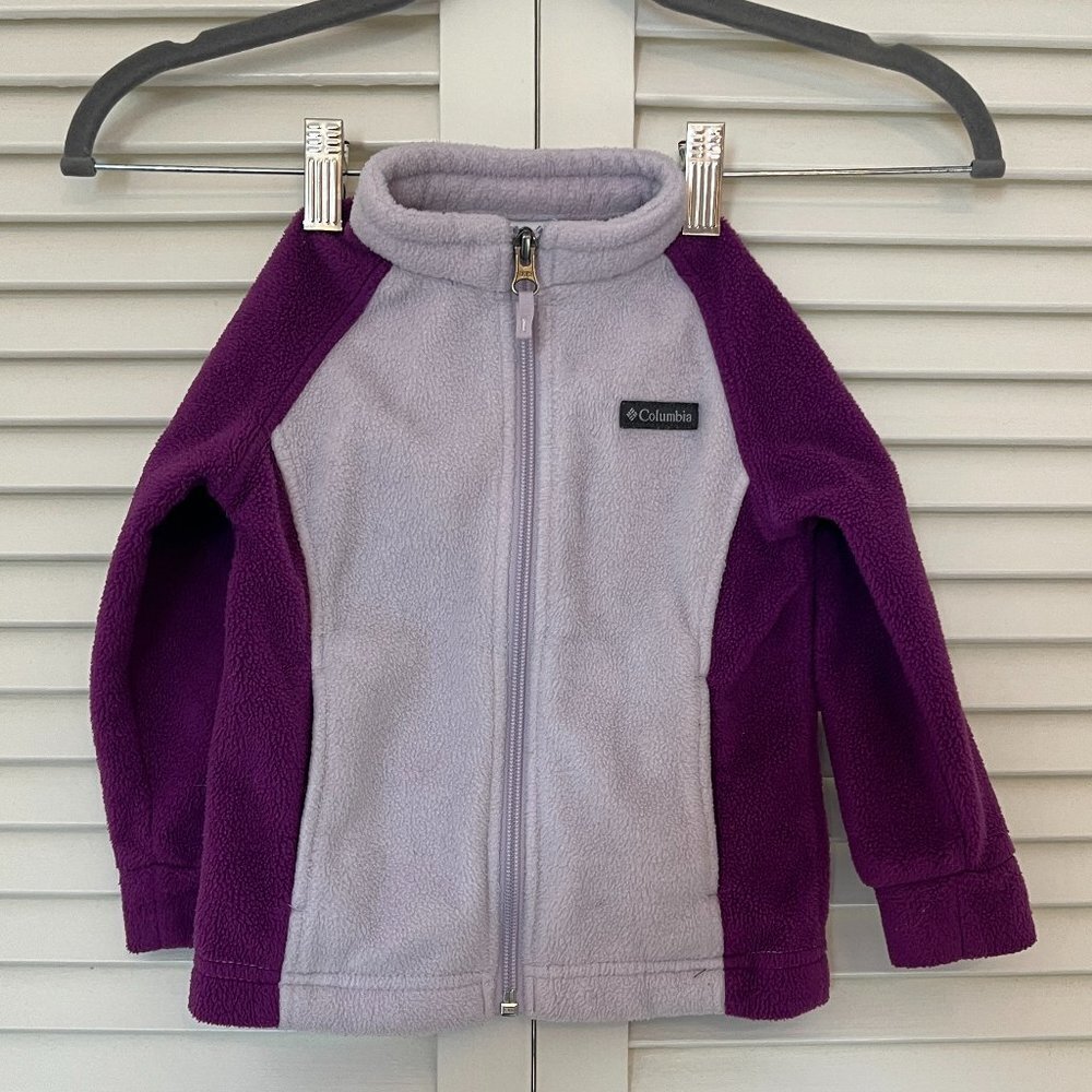 Columbia fleece full zip jacket two-tone purple 18-24 months girl toddler baby
